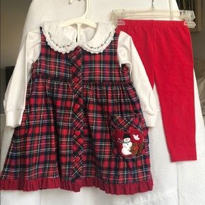 Christmas Snowman Dress Jumper, Blouse shirt and leggings